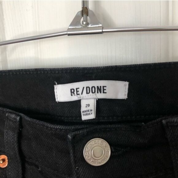 NWT RE/DONE × LEVI'S 70s Ultra High Rise Stove Pipe Straight Jeans Jet Black 29 - Picture 6 of 9